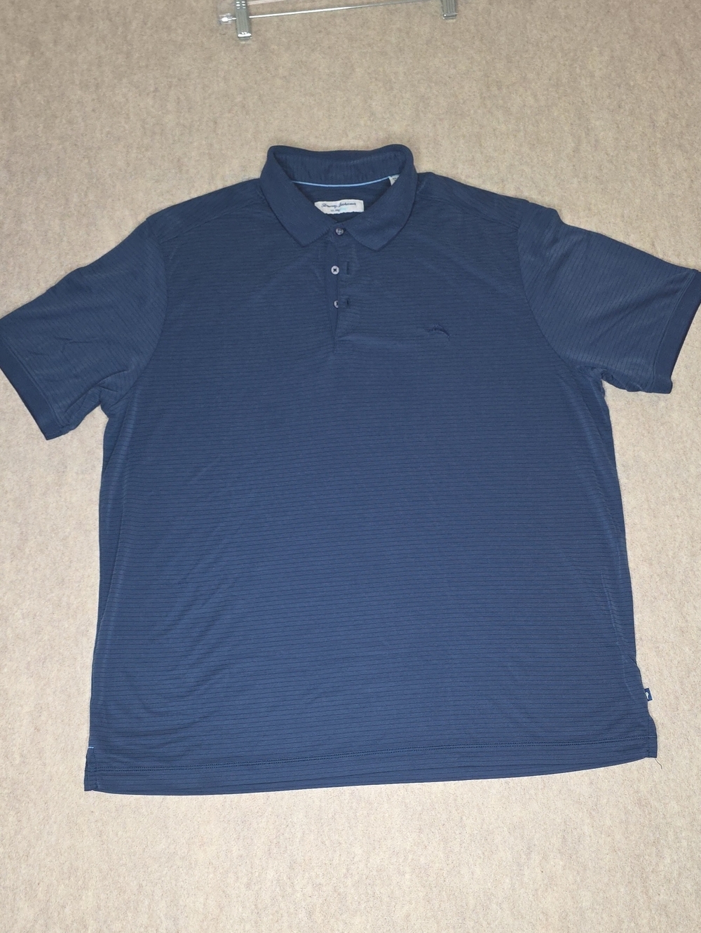 Tommy Bahama IslandZone Polo Shirt Mens XL Steel Blue Striped Short Sleeve.